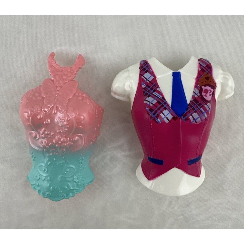 Barbie Doll Princess Fairytale Pink Snap-On Clip On Hard Plastic Tops Lot of 2